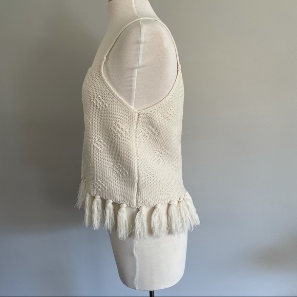 Del Mar Cream Tasseled Knit Sweater Tank Top - Picture 4 of 9